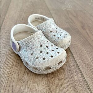 Baby / Toddler Crocs White with Glitter